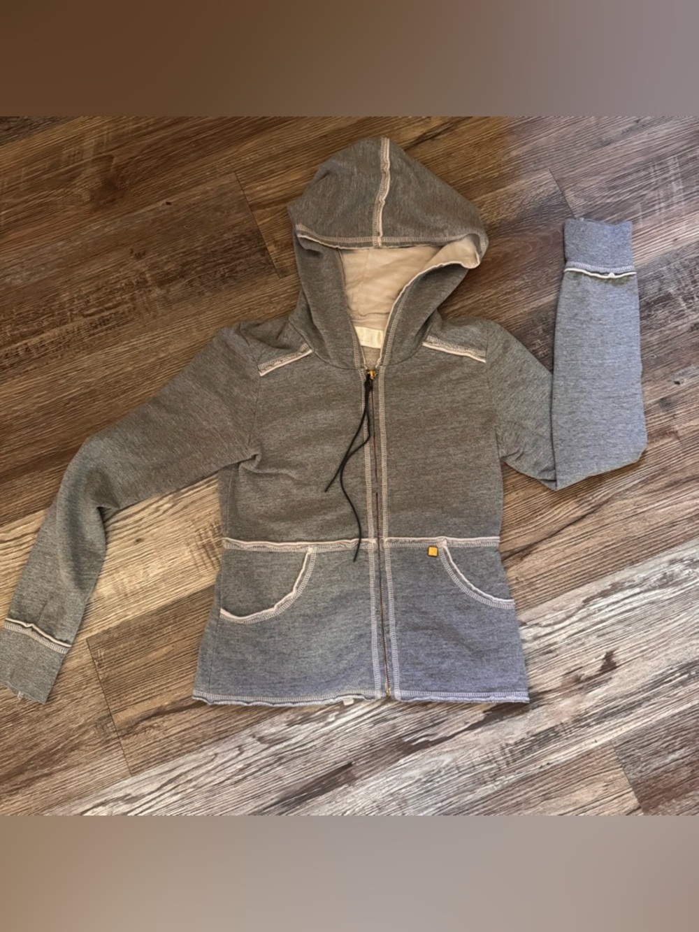 Grey Hooded Zip-Up Hoodie Jacket Size Small